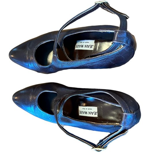 Vintage Jean Marie Chocolate Brown Leather Criss-Cross Strap Pumps Italy - Picture 7 of 15